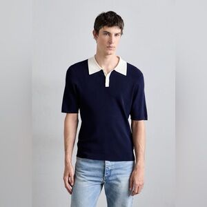 Sandro Simone Polo Shirt in Navy Blue Size XL